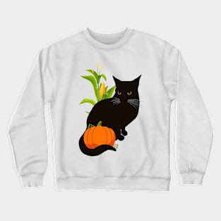 Pepper the Cat with Pumpkin and Corn Crewneck Sweatshirt